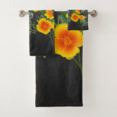 Aangepaste zwarte handdoekset met oppies en vlinde bad handdoek (Insitu)