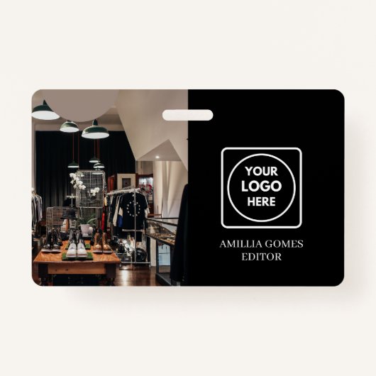 Aangepaste zwarte ID | Moderne minimalistische wer Badge (Voorkant)