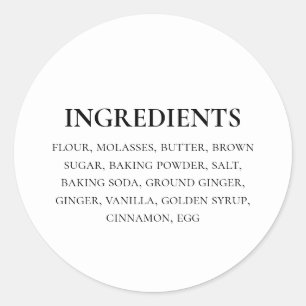 Aangepaste zwarte ingrediënten - eenvoudig ronde sticker