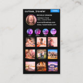 Aangepaste zwarte Instagram fotorooster collage Visitekaartje (Voorkant)