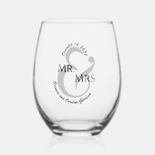 Aangepaste zwarte kalligrafie paar namen Initialen Wijnglas Zonder Voet (Voorkant)