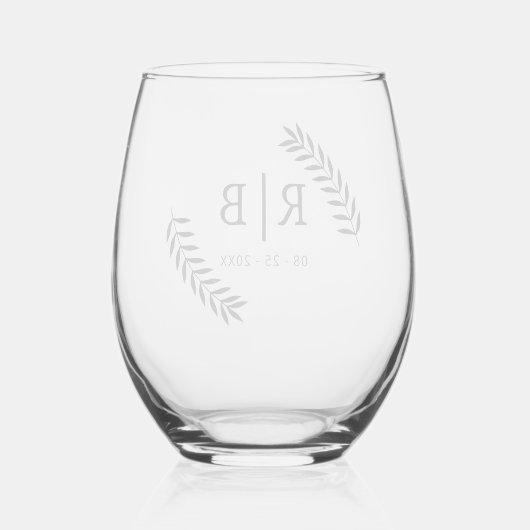 Aangepaste zwarte kalligrafie paar namen Initialen Wijnglas Zonder Voet (Achterkant)