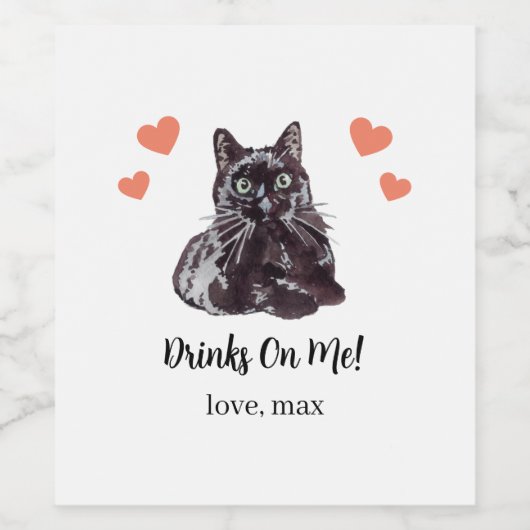 Aangepaste zwarte kat Ik doe ook bruiloft wijn lab Wijn Etiket (Enkel label)