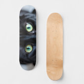 Aangepaste Zwarte Kat Ogen Kat Pet Foto Schaats De Persoonlijk Skateboard (Voorkant)