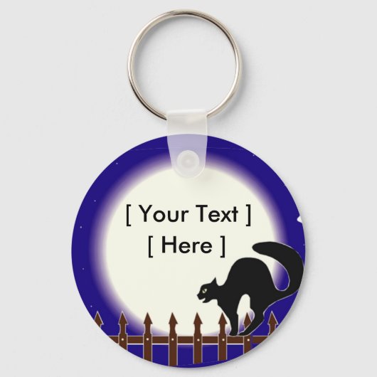 Aangepaste zwarte kat-Sleutelhanger Sleutelhanger (Voorkant)