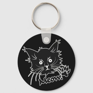 Aangepaste zwarte kat-sleutelketen sleutelhanger
