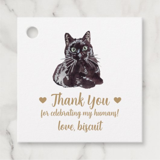 Aangepaste Zwarte Kat Trouwgunst Labels (Voorkant)