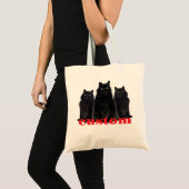 Aangepaste zwarte katten grafisch T-shirt Tote Bag (Voorkant (product))
