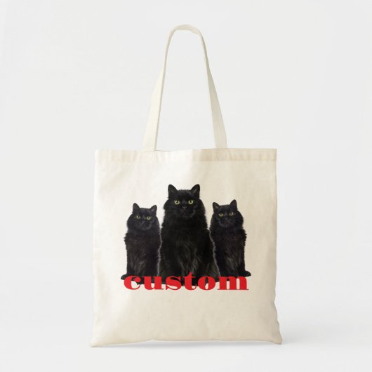 Aangepaste zwarte katten grafisch T-shirt Tote Bag (Voorkant)