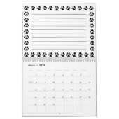 Aangepaste zwarte kattenpoot printkalender met not kalender (Mar 2026)