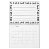 Aangepaste zwarte kattenpoot printkalender met not kalender (Mar 2027)