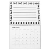 Aangepaste zwarte kattenpoot printkalender met not kalender (Jan 2027)