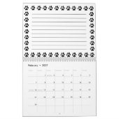 Aangepaste zwarte kattenpoot printkalender met not kalender (Feb 2027)