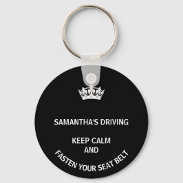 Aangepaste zwarte Keep Calm girly Sleutelhanger