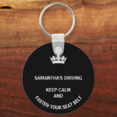 Aangepaste zwarte Keep Calm girly Sleutelhanger (Voorkant)