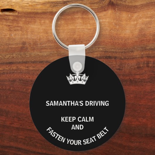 Aangepaste zwarte Keep Calm girly Sleutelhanger (Voorkant)