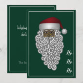 Aangepaste zwarte kerstman met groen kerstfeest feestdagenkaart (Voorkant / Achterkant)