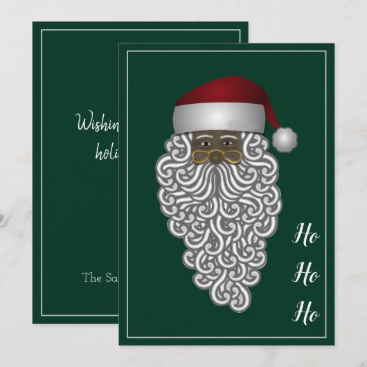 Aangepaste zwarte kerstman met groen kerstfeest feestdagenkaart (Voorkant / Achterkant)