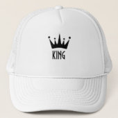 Aangepaste zwarte kleur Crown King Tekst Trucker Pet (Voorkant)