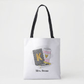 Aangepaste zwarte kleuterschool leraar waardering tote bag (Voorkant)