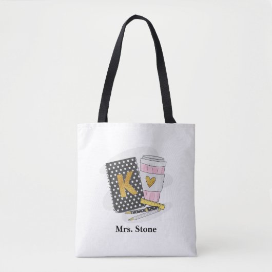 Aangepaste zwarte kleuterschool leraar waardering tote bag (Voorkant)