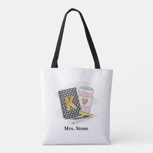 Aangepaste zwarte kleuterschool leraar waardering tote bag (Achterkant)