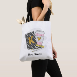 Aangepaste zwarte kleuterschool leraar waardering tote bag