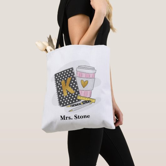 Aangepaste zwarte kleuterschool leraar waardering tote bag (Dichtbij)