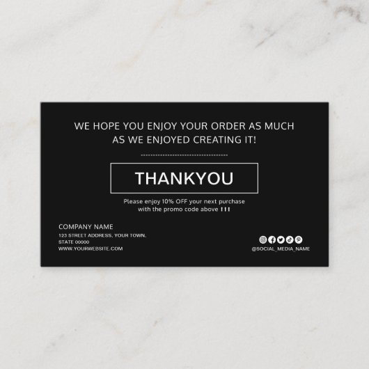 Aangepaste zwarte korting Dank u Business Logo (Voorkant)