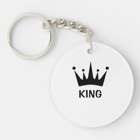 Aangepaste Zwarte Kroon Koning Tekst Cirkel Acryl Sleutelhanger (Voorkant)