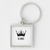 Aangepaste Zwarte Kroon Koning Tekst Premium Vierk Sleutelhanger (Voorkant)