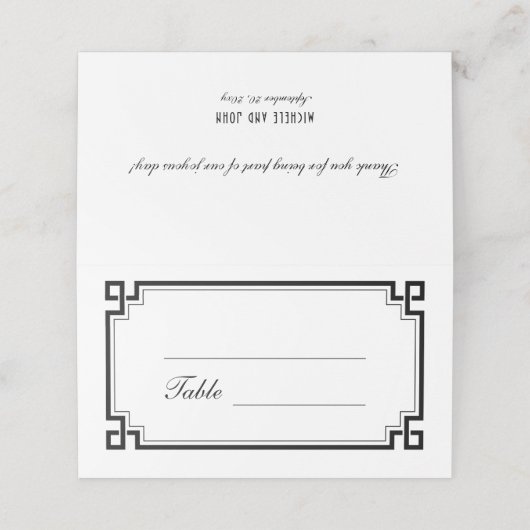 Aangepaste zwarte kunst Deco Border White Weddenna Plaatskaartje (Buitenkant ongevouwen)