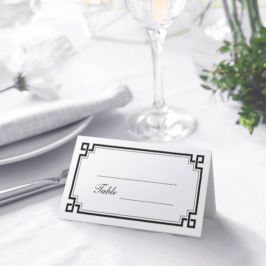 Aangepaste zwarte kunst Deco Border White Weddenna Plaatskaartje
