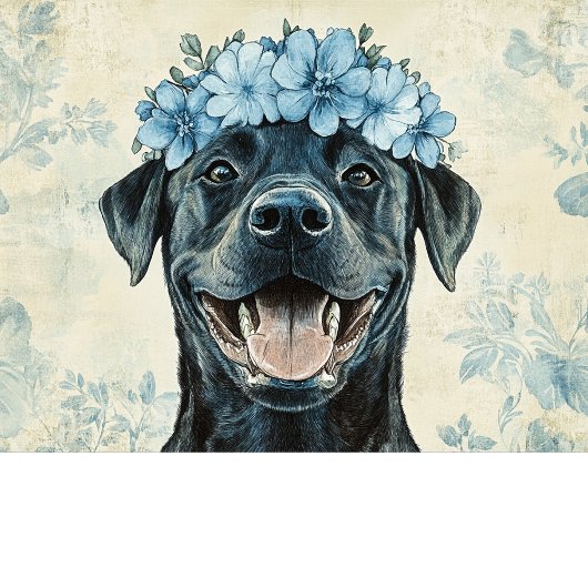 Aangepaste Zwarte Labrador Blauwe Bloemengroet Kaart