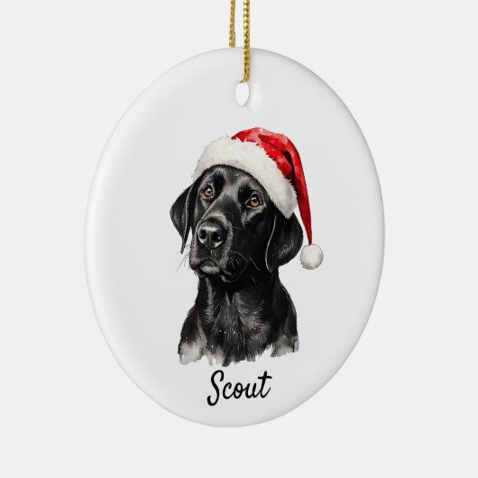 Aangepaste Zwarte Labrador  Keramisch Ornament (Rechts)