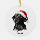 Aangepaste Zwarte Labrador  Keramisch Ornament (Voorkant)