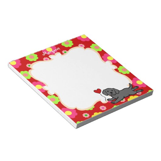 Aangepaste zwarte labrador puppy notitieblok (Schuin)