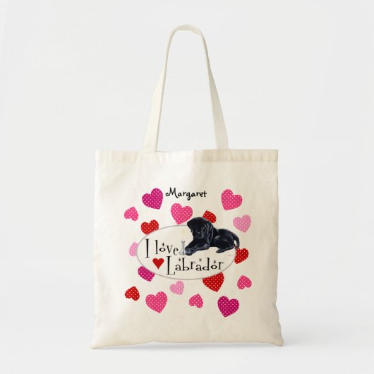 Aangepaste zwarte labrador puppy tote bag (Voorkant)