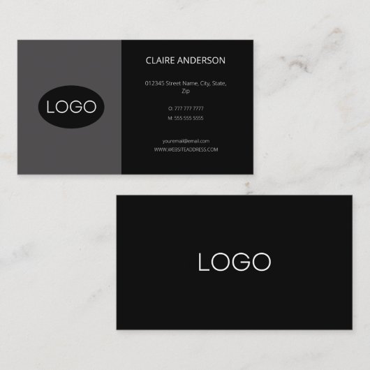 Aangepaste, zwarte Logo Visitekaartje (Voorkant / Achterkant)