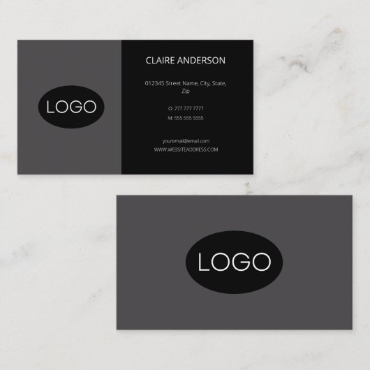 Aangepaste, zwarte Logo Visitekaartje (Voorkant / Achterkant)