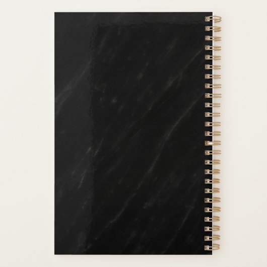 Aangepaste zwarte marmer Business Logo Employee Na Planner (Achterkant)