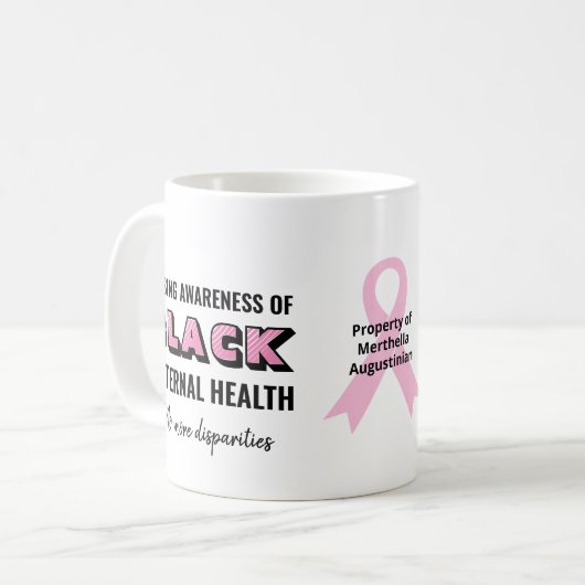 Aangepaste zwarte maternale gezondheid koffiemok (Voorkant links)