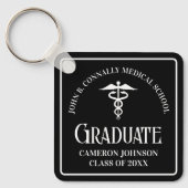 Aangepaste zwarte medische school afstudeercadeau sleutelhanger (Voorkant)