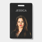 Aangepaste zwarte minimale bedrijfs werknemer foto badge (Voorkant)