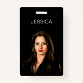 Aangepaste zwarte minimale bedrijfs werknemer foto badge (Voorkant)