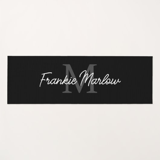 Aangepaste zwarte monogram Yoga Mat voor werkouts (Voorkant (horizontaal))