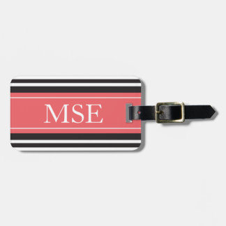 Aangepaste zwarte monogrammen bagagelabel
