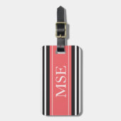 Aangepaste zwarte monogrammen bagagelabel (Voorkant verticaal)