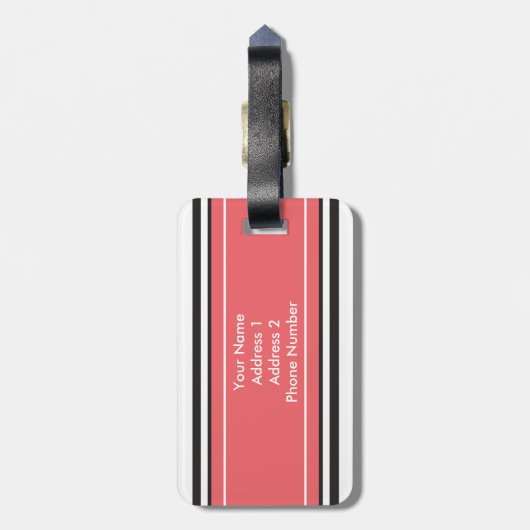 Aangepaste zwarte monogrammen bagagelabel (Achterkant verticaal)