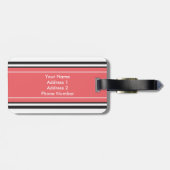 Aangepaste zwarte monogrammen bagagelabel (Achterkant horizontaal)